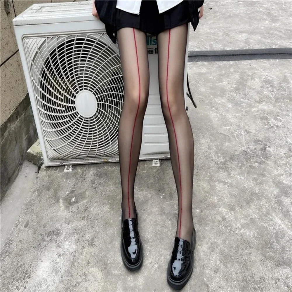 Vintage Back Stripe Oil Glossy Stockings 1D Ultra Thin Transparent Thigh High